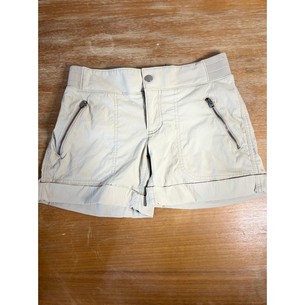 Athleta Womens Size‎ 2 Tan Utility Cargo Zip Pocket Rolled Cuff Shorts